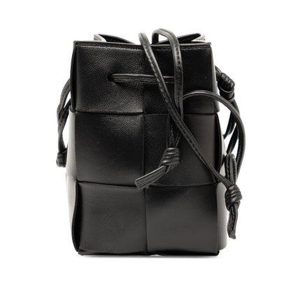 Bottega Veneta Maxi Intrecciato Cassette Mini Shoulder Bag In Black Leather