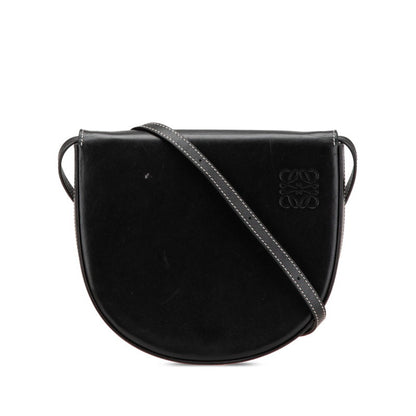 Loewe Anagram Heel Pouch Shoulder Bag Black Leather