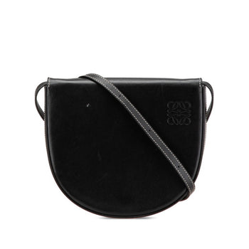 Loewe Anagram Heel Pouch Shoulder Bag Black Leather