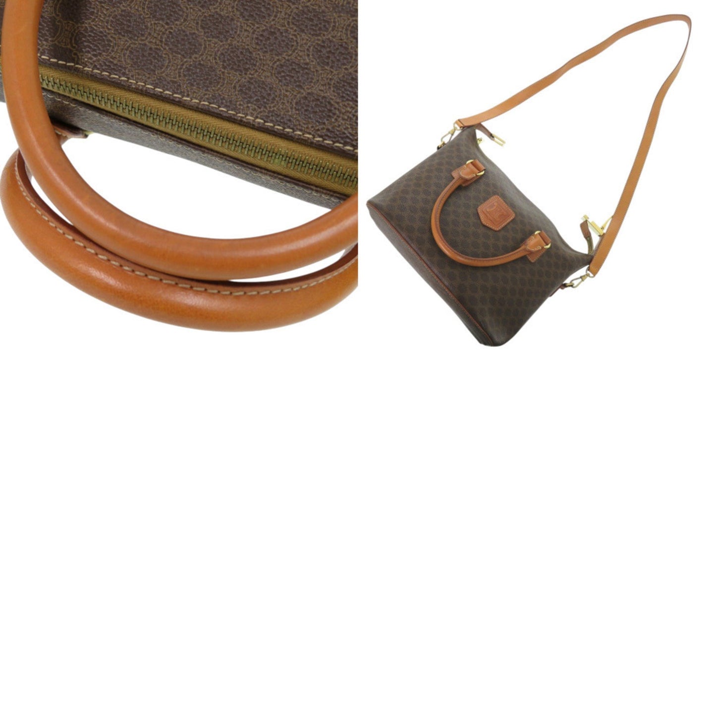 Celine 2-Way Macadam Mc98/2 Pvc/Leather Brown Handbag 0688 Celine