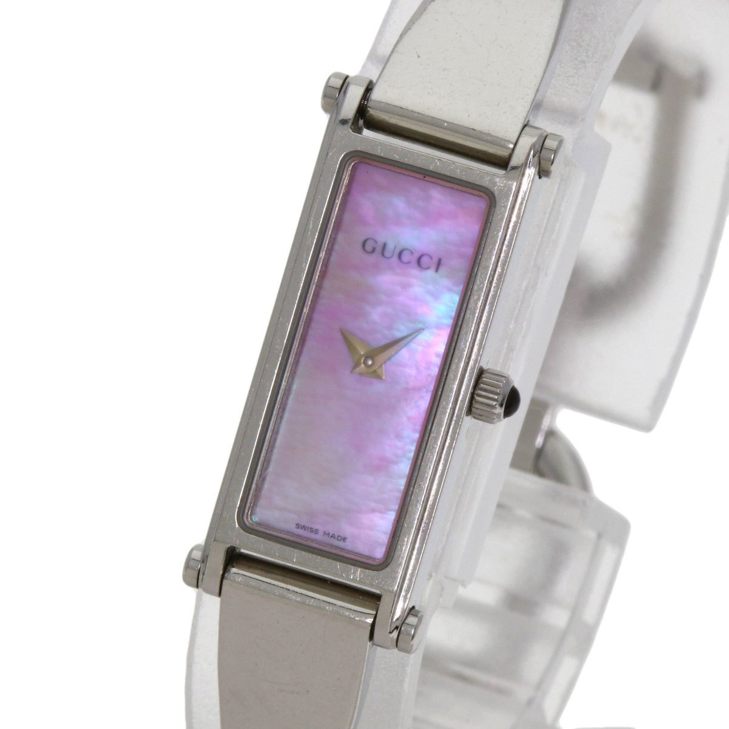 Gucci 1500L Square Face Bangle Pink Shell Watch Stainless Steel/Ss