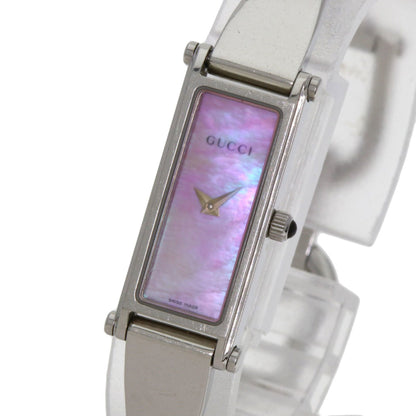 Gucci 1500L Square Face Bangle Pink Shell Watch Stainless Steel/Ss