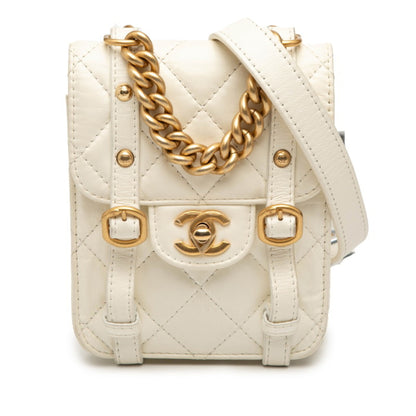 Chanel Matelasse Mini Flap Bag Shoulder White Lambskin