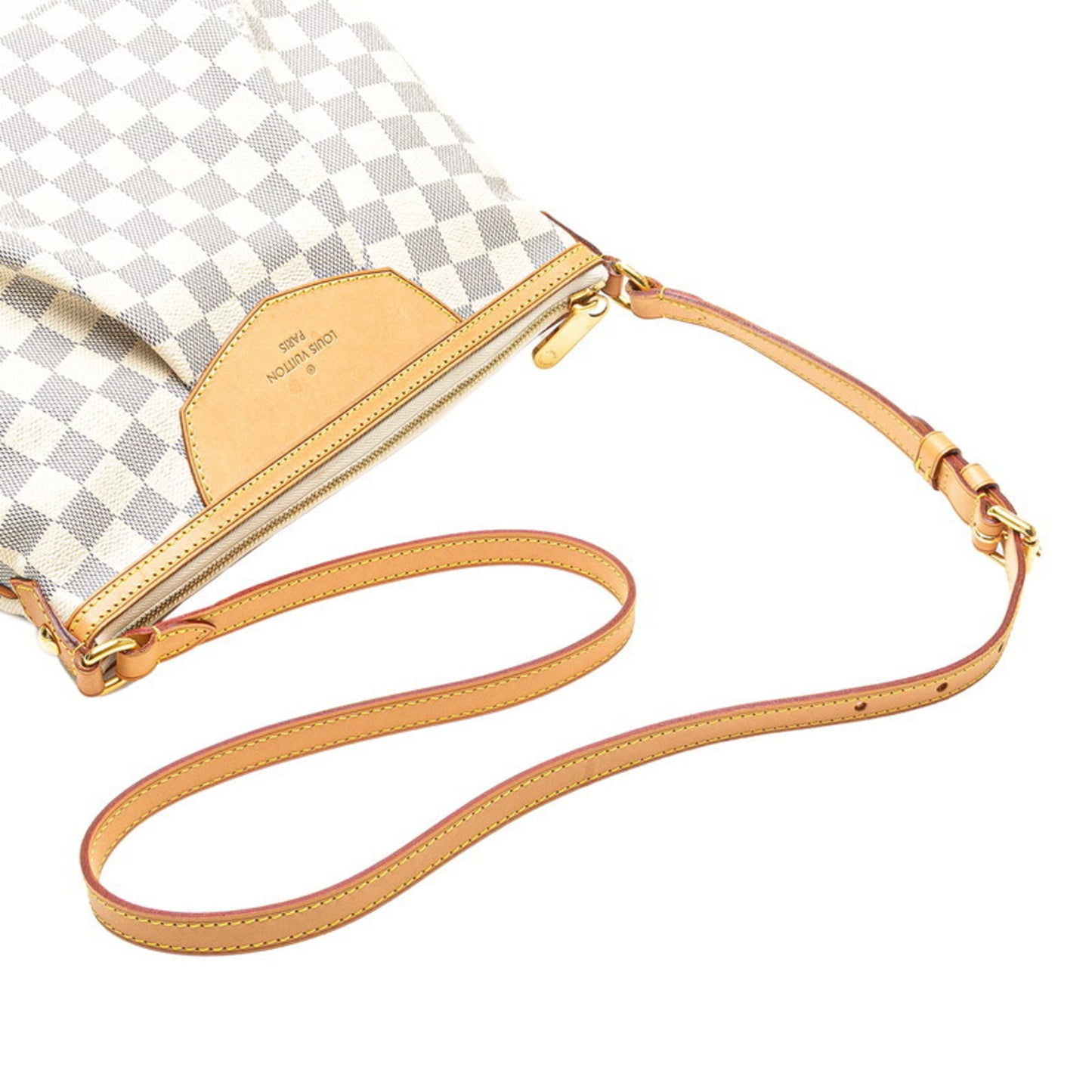 Louis Vuitton Damier Azur Syracuse Pm Crossbody Shoulder Bag N41113 White Leather