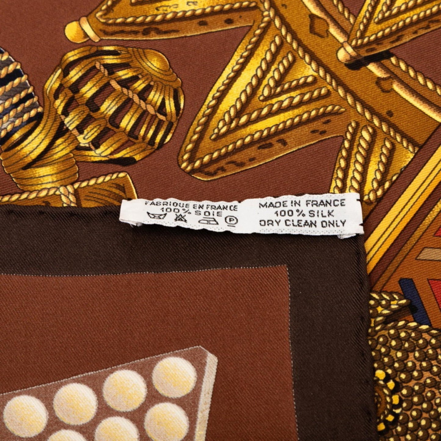 Hermes Herms Carr 90 "Lor Des Chefs" Gold Chiefs Scarf