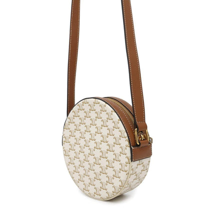 Celine Shoulder Bag Triomphe Round Purse 10G342 Celine White