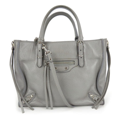 Balenciaga Paper Handbag 357333 Leather Silver Shoulder