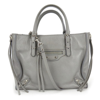 Balenciaga Paper Handbag 357333 Leather Silver Shoulder