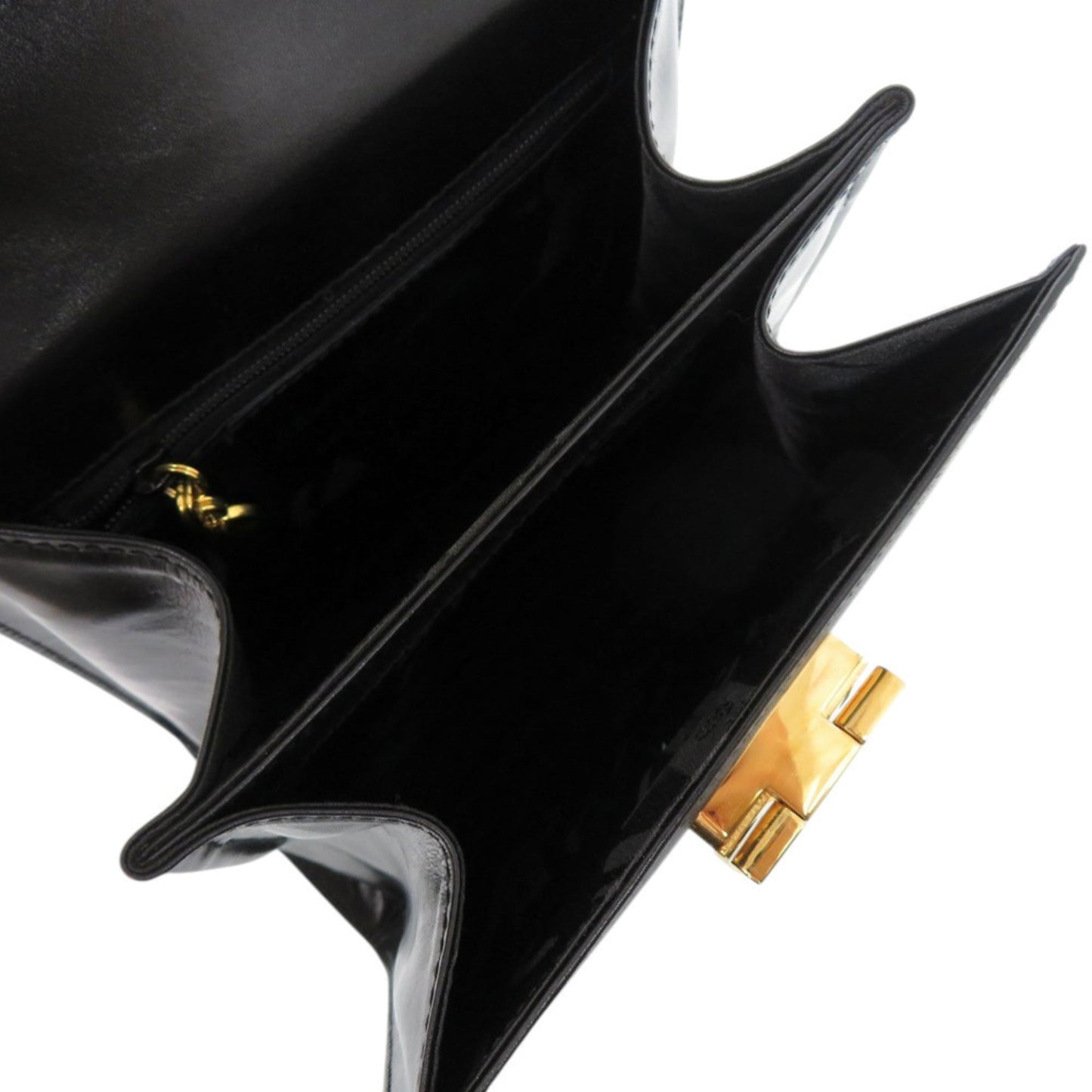 Salvatore Ferragamo Gancini Leather Handbag In Black With Gold Hardware