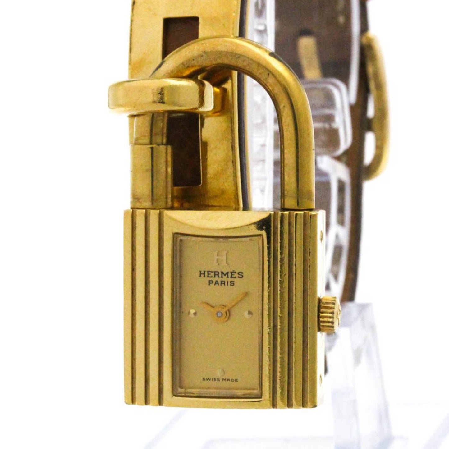 Hermes Kelly Watch Gold Plated Leather Quartz