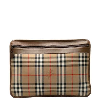 Burberry Nova Check Shadow Horse Clutch Bag In Beige