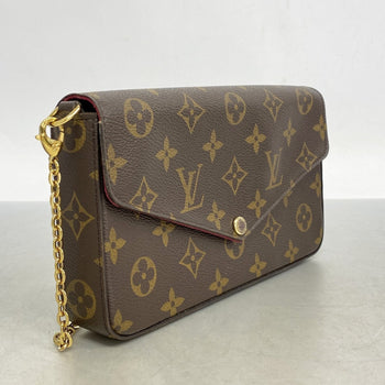 Louis Vuitton Monogram Pochette Felicie Shoulder Wallet M81896 Brown Fuchsia