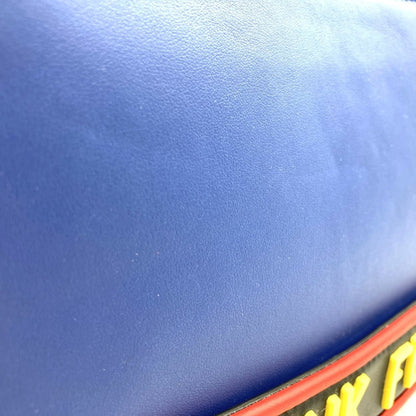 Fendi 7Va350 Vocabulary Clutch Bag Think Second Pouch Blue Leather
