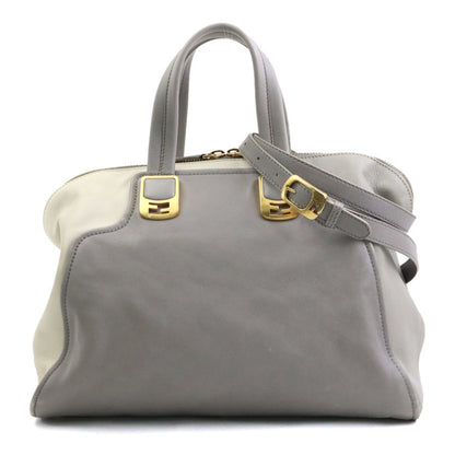 Fendi Handbag Shoulder Bag Chameleon Leather Grey Off-White Gold