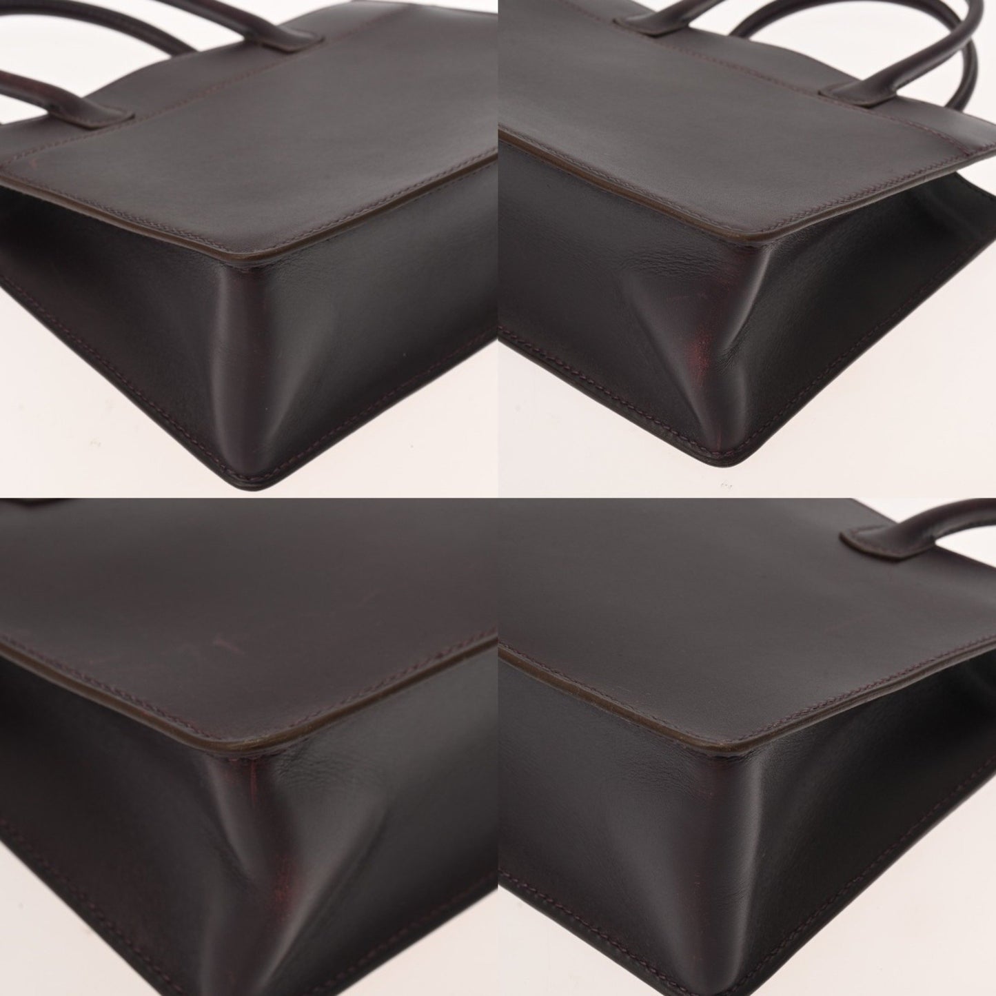 Hermes White Bass Tpm Raisin (F Stamp) (Circa 2002) Women'S Box Calf Scarf Handbag