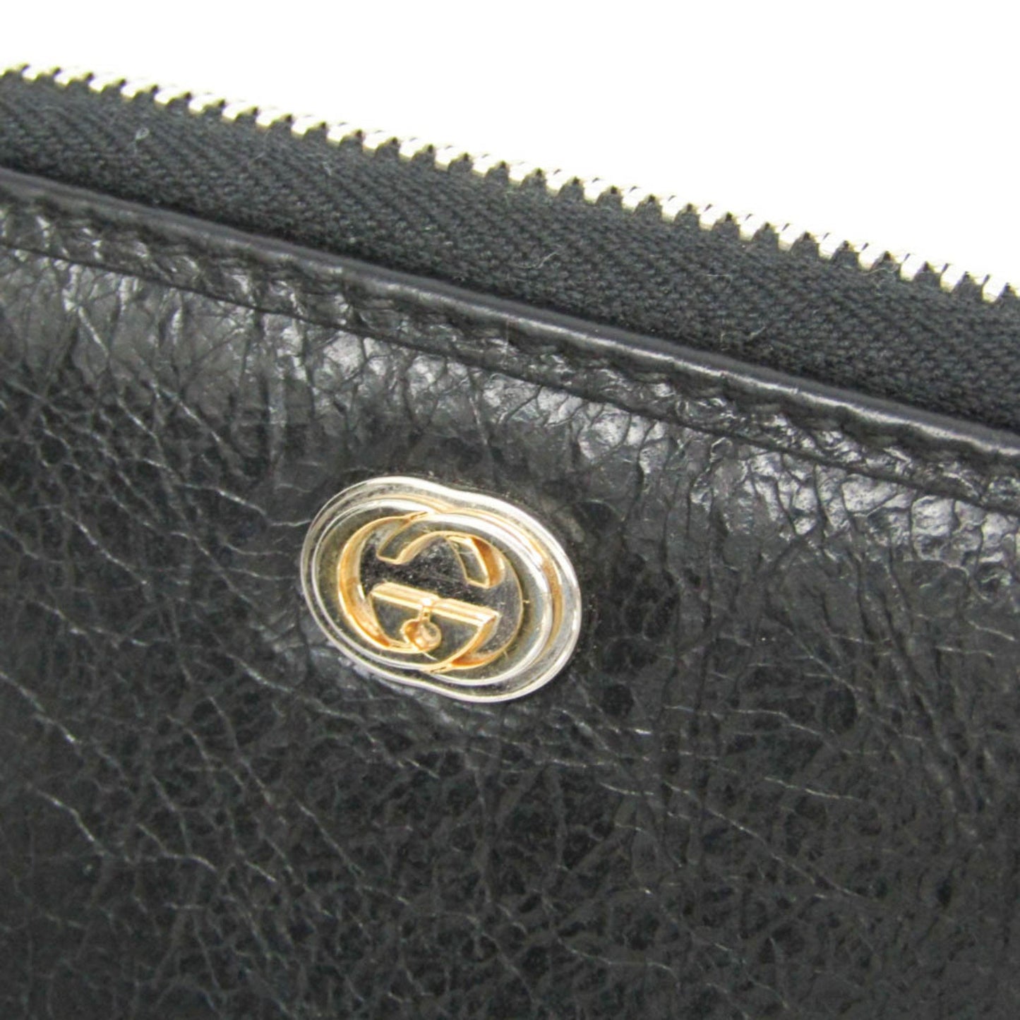 Gucci Interlocking G Coin Case 581530 Leather Card Case Black