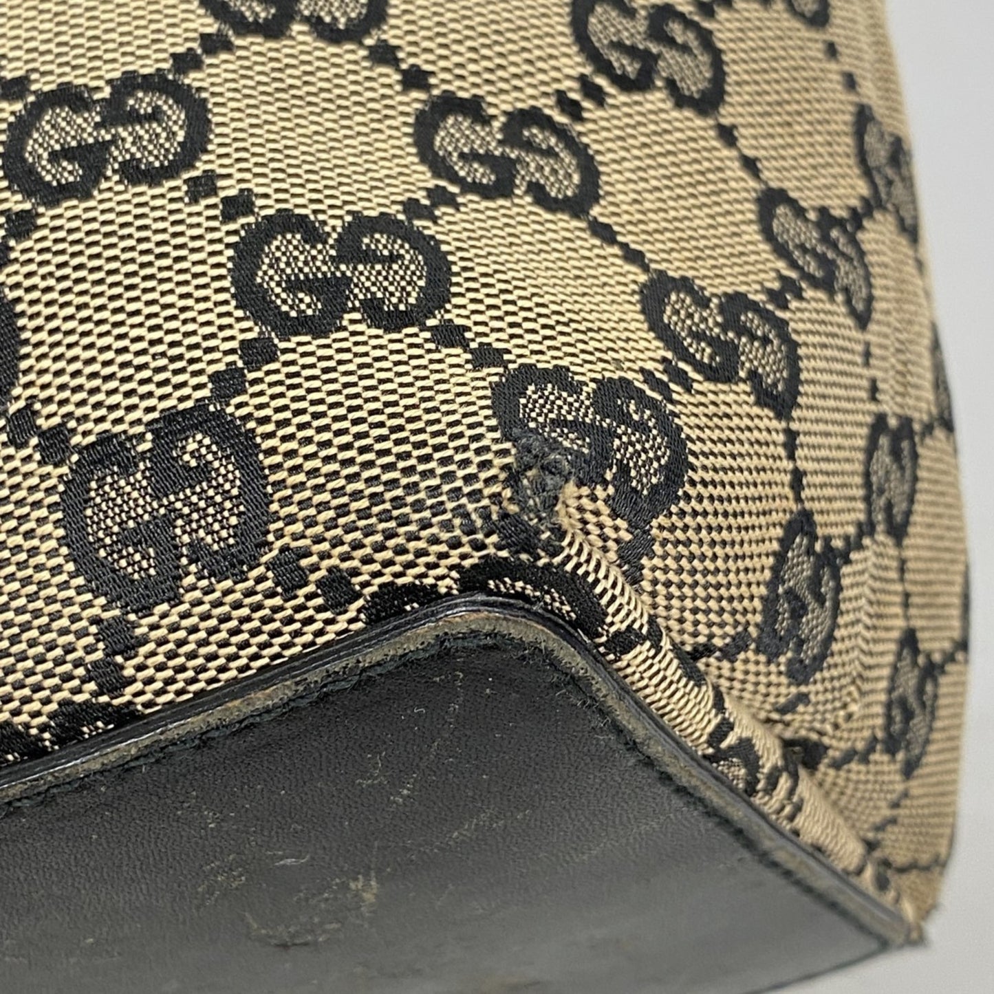 Gucci Tote Bag Gg Canvas 002 1099 Brown Black Champagne