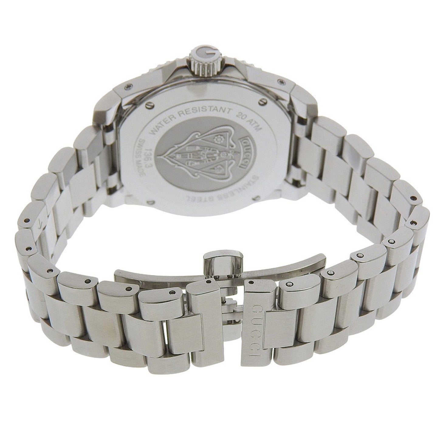 Gucci Dive 200M Date 136 3 Ya136311 Blue Dial Stainless Steel Quartz Watch 40Mm