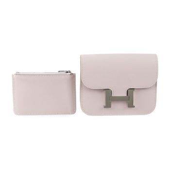 Hermes Constance Pouch - Evercolor Mauve Pale Compact Wallet Coin B Engraved 2414033007097R1