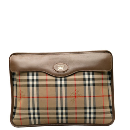 Burberry Nova Check Shadow Horse Clutch Bag In Beige