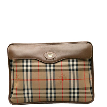 Burberry Nova Check Shadow Horse Clutch Bag In Beige