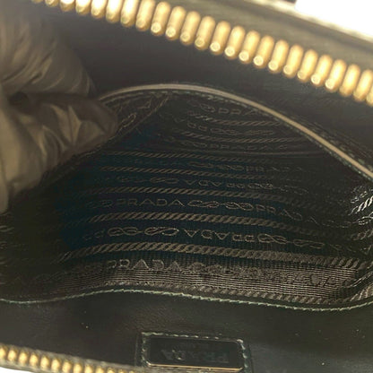 Prada Prada Brick Brushed Triangle Logo Hardware Leather Genuine 2-Way Handbag/Shoulder Bag Black
