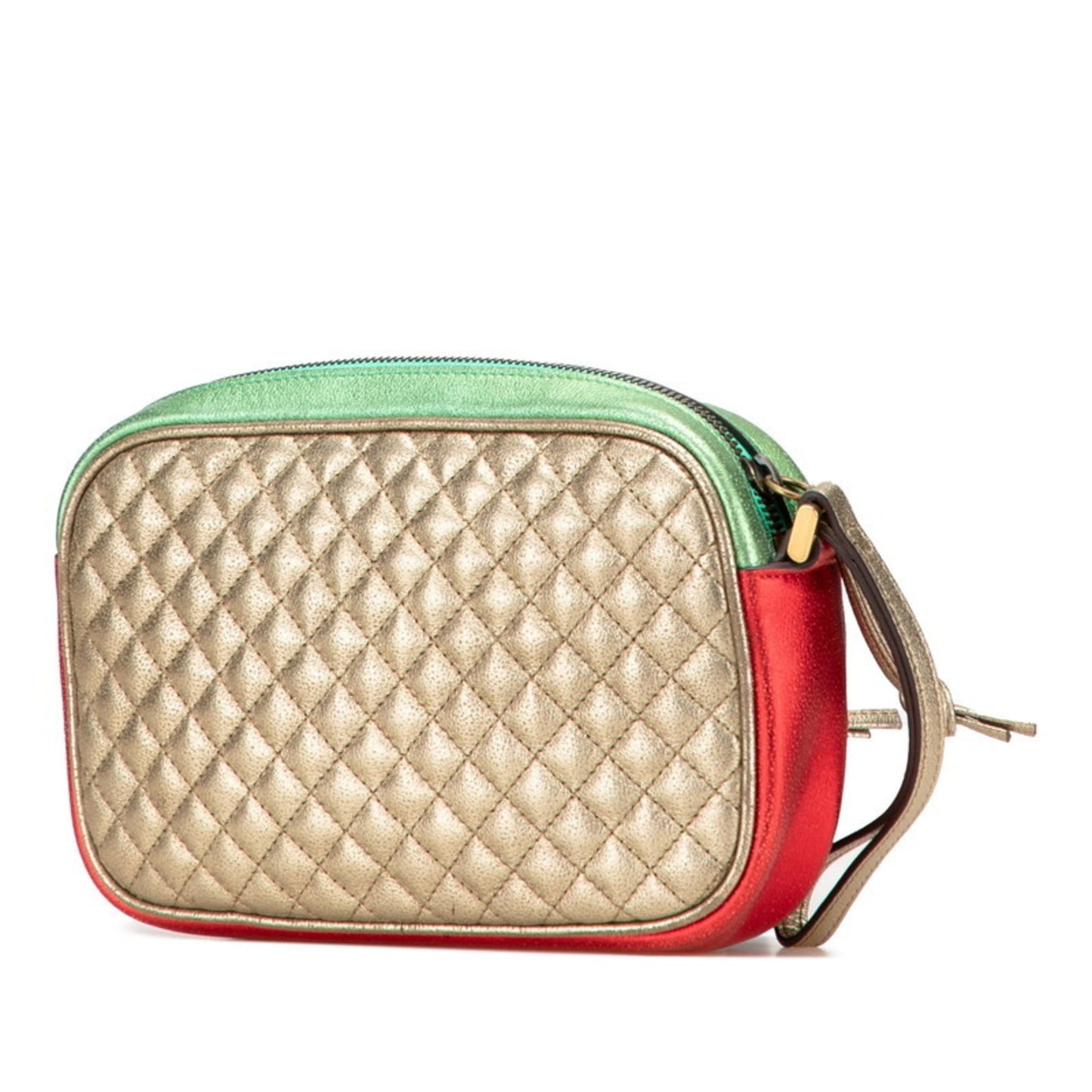 Gucci Laminated Quilted Clutch Bag/Second Bag 540985 Red Green Gold Leather