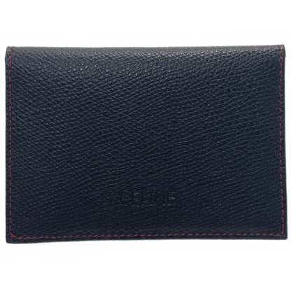 Celine Card Case Business Holder Leather Black Celine Bi-Fold Ic Id Pass Kk-11396