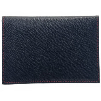 Celine Card Case Business Holder Leather Black Celine Bi-Fold Ic Id Pass Kk-11396