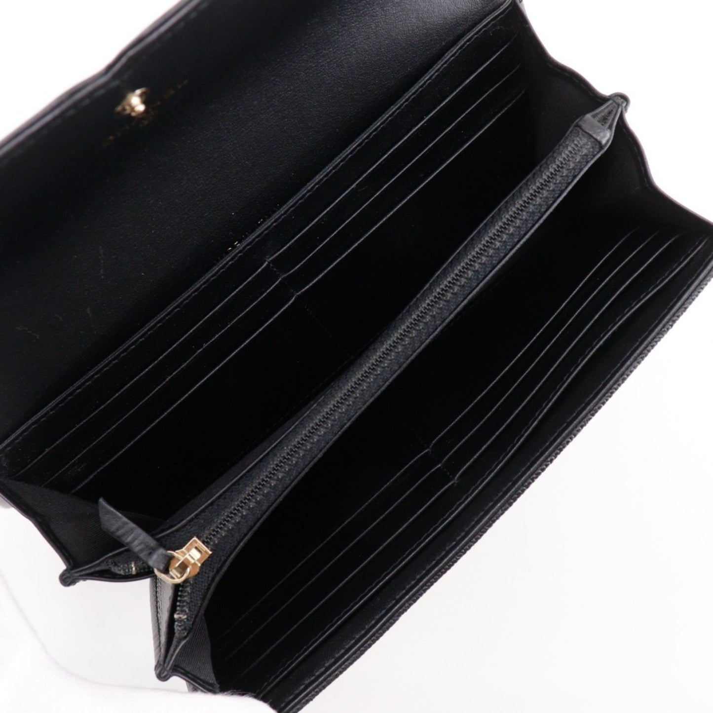 Calfskin Chanel Long Wallet (Bi-Fold) Grained