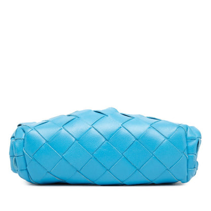 Bottega Veneta Intrecciato The Pouch Shoulder Bag In Blue Leather