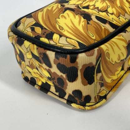 Versace Vintage Leopard Print Pochette With Chain Phone Case And Shoulder Bag In Pvc/Leather