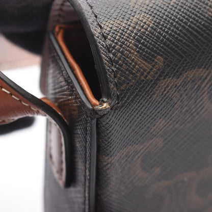 Celine Claude Triomphe Shoulder Bag In Coated Canvas And Leather