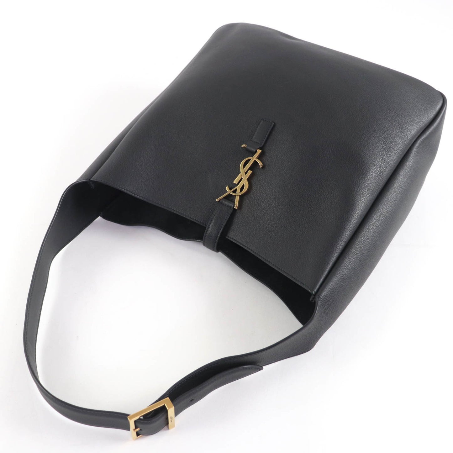 Saint Laurent 753837 Le 5 A 7 Soft Large Leather Shoulder Bag In Black With Gold Hardware And Dust