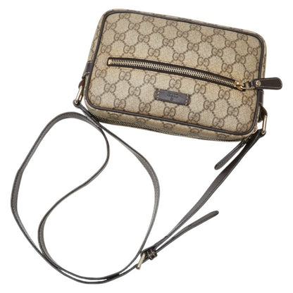 Gucci Gg Supreme Crossbody Shoulder Bag 201447 Beige Brown Leather