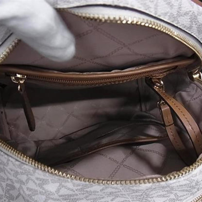 Michael Kors Mk Pattern Ivory Leather Backpack