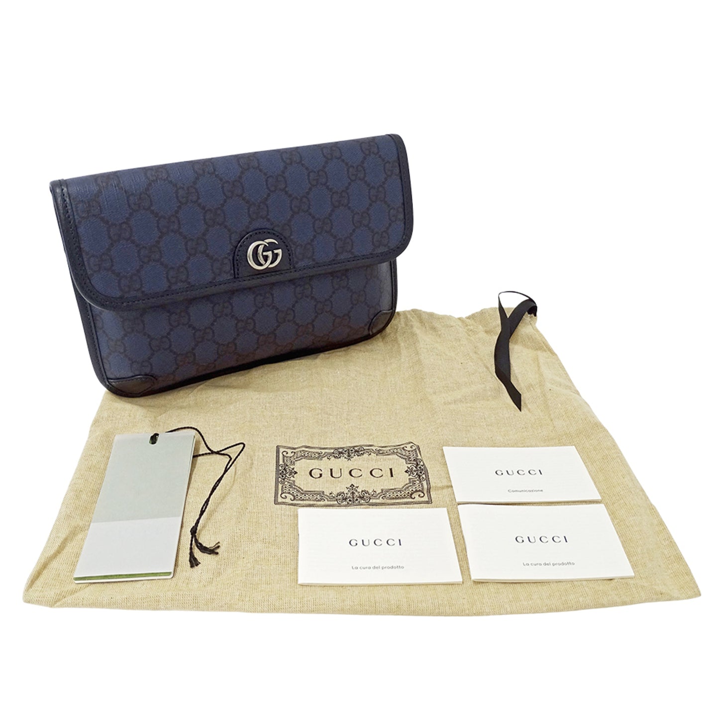 Gucci Men'S Gg Supreme Petit Marmont Small Belt Bag (752597) In Navy Blue. A Small Mini Bag Perfect