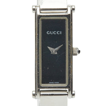 Gucci 1500L Quartz Watch With Black Dial And Stainless Steel