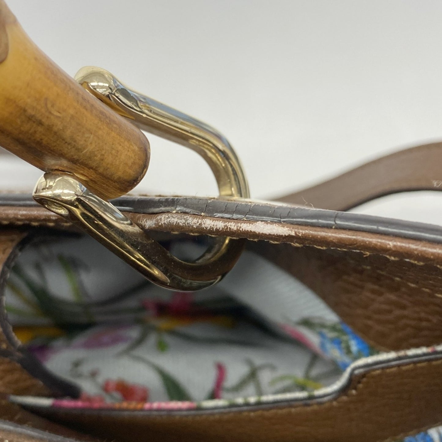 Gucci Bamboo Handbag 323660 Leather Brown Champagne 2-Way Bag