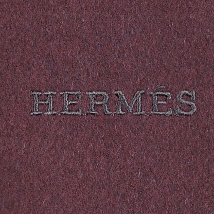 Hermes Men'S 100% Cashmere Scarf With Fringe And Embroidered Logo