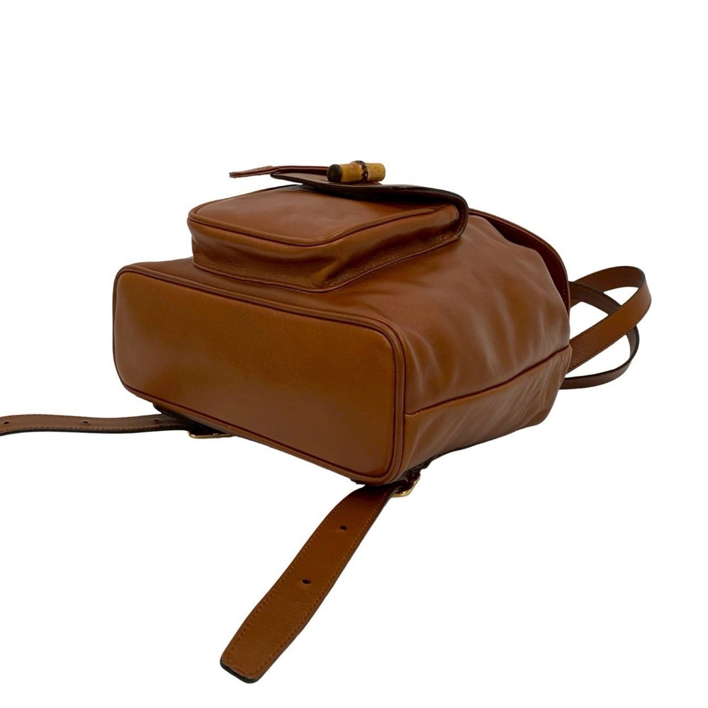 Gucci Old Gucci Bamboo Turnlock Leather Mini Rucksack/Daypack Brown 434-3