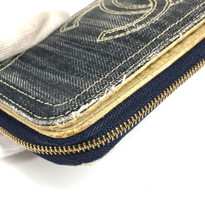 Chanel A31900 Sparkling Denim Cc Coco Mark Logo Long Wallet Round Zipper