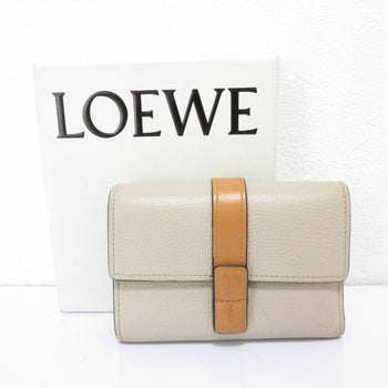 Loewe Small Vertical Leather Compact Wallet Tri-Fold Beige