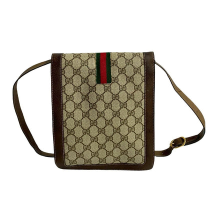 Gucci Old Gucci Sherry Line Gg Logo Hardware Leather Shoulder Bag Pochette Brown 47880