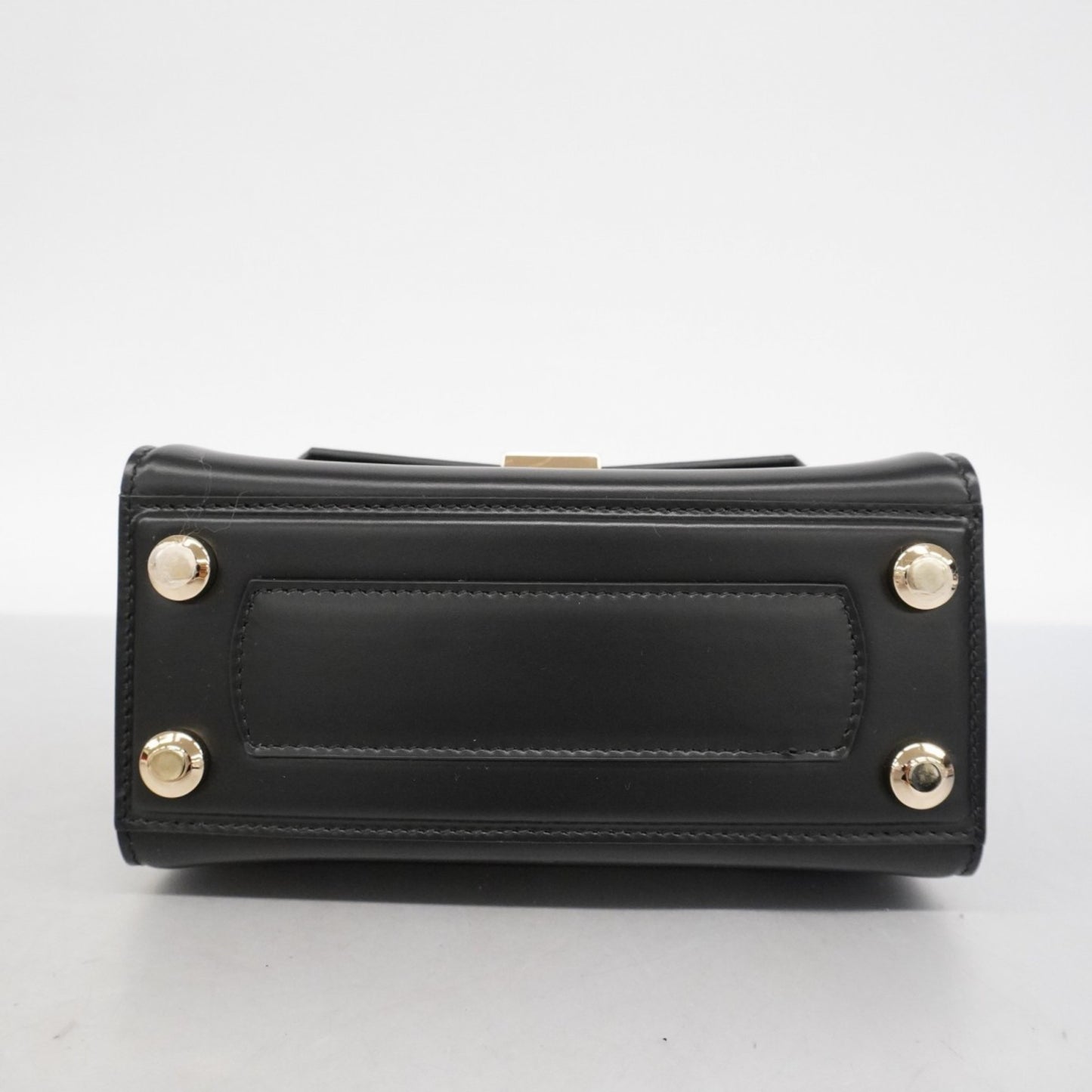 Salvatore Ferragamo Boxy Leather Handbag In Black And Champagne