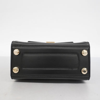 Salvatore Ferragamo Boxy Leather Handbag In Black And Champagne