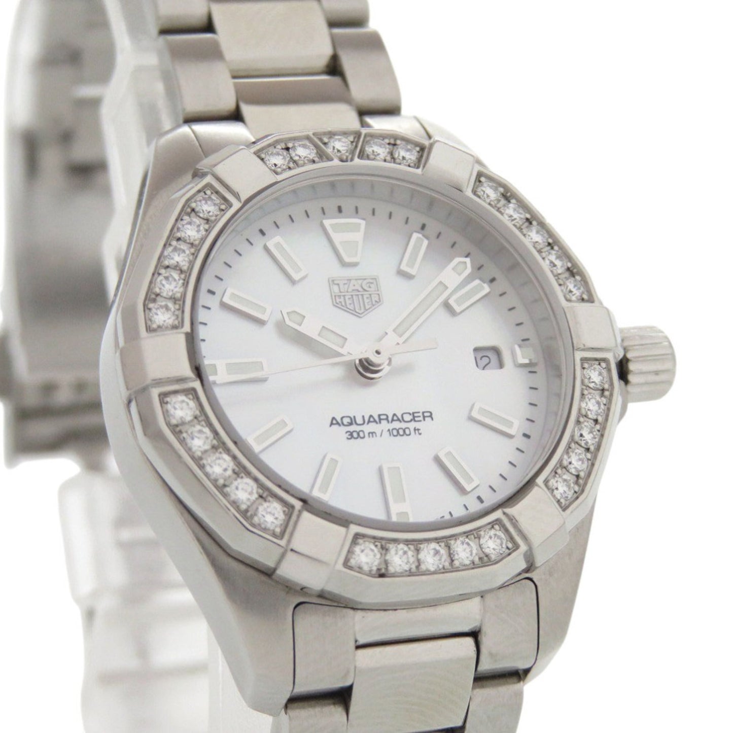 Tag Heuer Aquaracer Diamond Bezel Wbd1413.Ba0741 Stainless Steel White Shell Dial Quartz Watch 0235