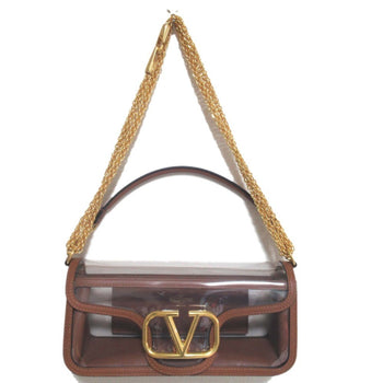 Valentino Garavani Valentino Garavani 2Way Logo Clear Chain Shoulder Bag Handbag Brown