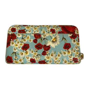 Dolce & Gabbana Floral Print Round Zip Long Wallet In Light Blue