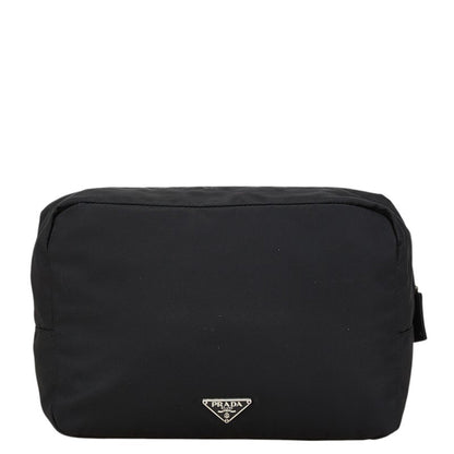 Prada Triangle Logo Plate Pouch Black Nylon